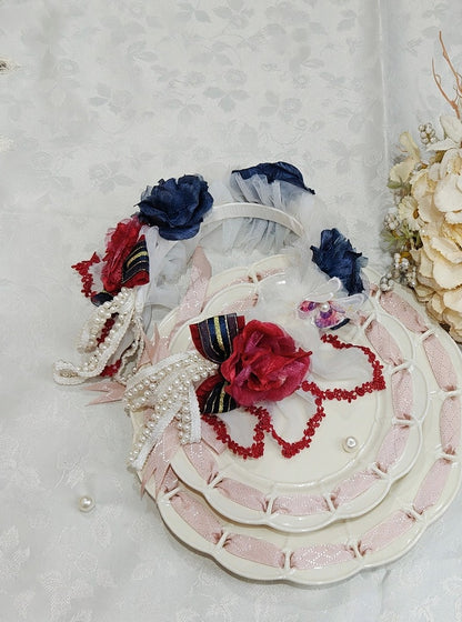 Dark Chains Blue Floral KC Red/Green/Pink with Lolita Bead Sweet