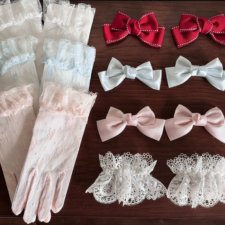 Accents) Lolita 6-Color Set Bow Gloves (Lace
