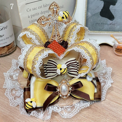 Bowknot Options Cross Lace Hime Trim Mini Rhinestone Hat Details 7 Lolita Crown
