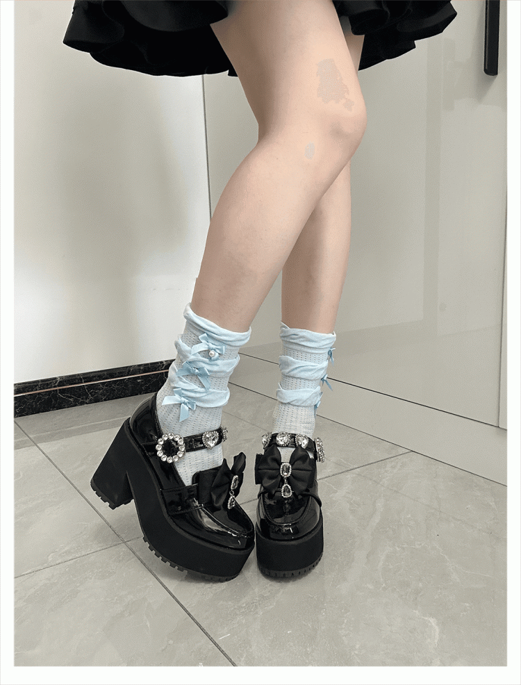 Bow with Mid-Calf Option Socks Triple-Layer 6 Balletcore Details Colors
