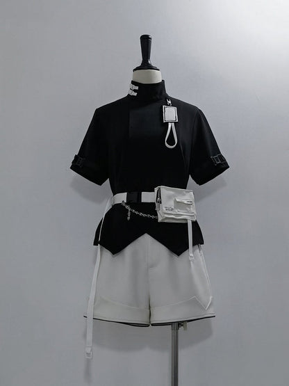 Weiße Urban Shorts Ouji Cyberpunk Lolita Techwear