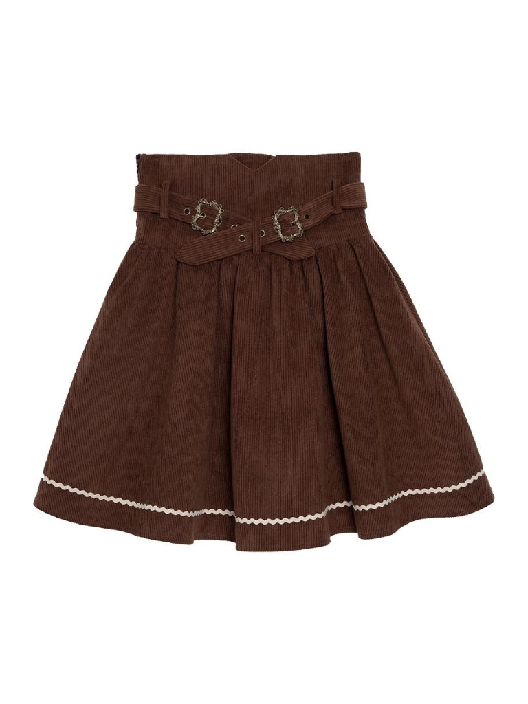 シャツ ガーリー ブラウン ショートスカート ジャケット フレア