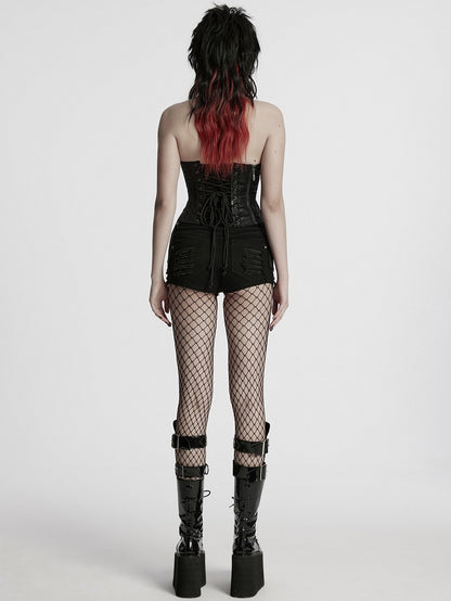 Black Tube Punk Drawstring Top