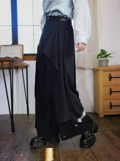 Black Multi-Panel Two-Way Wear Wide Leg Trousers - Quirky Hut