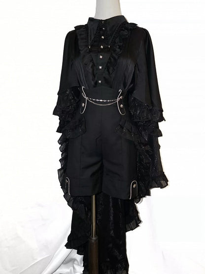 トレインファッション王子ウエストカスケーディングブラック取り外し可能なロリータハイショーツ付きアリストクラートフリル