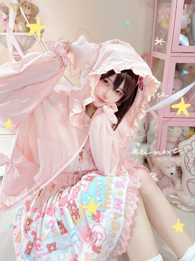 Kawaii Pink Sun Protection Hoodie with Cute Star Accent - NANACO