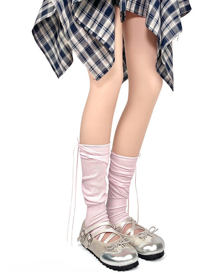 5 Colors Ballet-Style Bow Decorated Ruffled Footed Leg Warmers