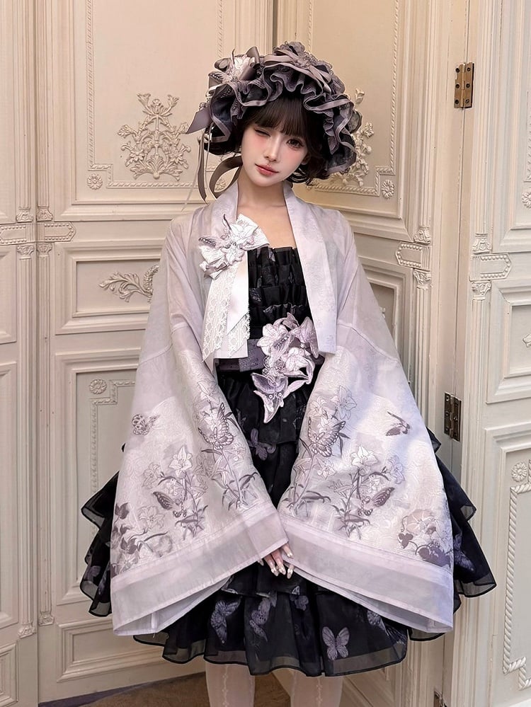 Violet Sweetheart Floral Stitched Layered JSK Gown - Yimu Walnut
