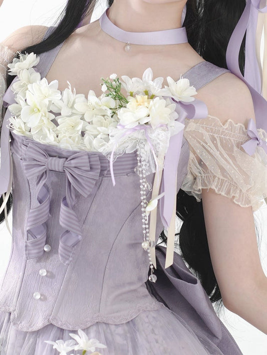 Hairclip Green Floral / Purple