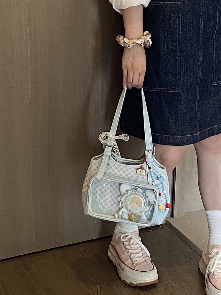 Ita Shoulder Blue Pattern Bag Plaid Light