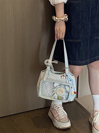 Ita Shoulder Blue Pattern Bag Plaid Light