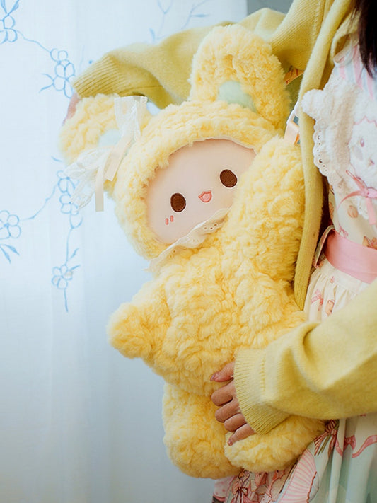 Yellow Rabbit-shaped Bowknot Plush Backpack Middle/Large Size