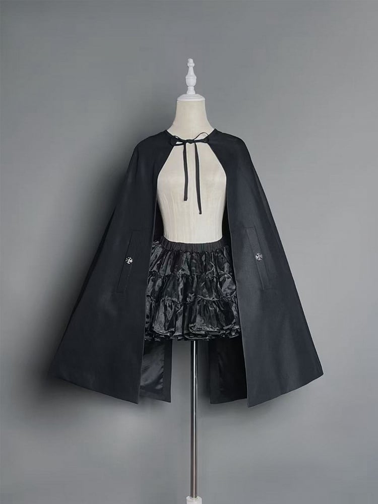 Cape Buttons Lolita Black Silver-tone with Gothic