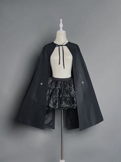 Cape Buttons Lolita Black Silver-tone with Gothic