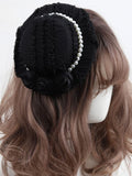 With Hat Mini Pearl Rose Lolita Black Clips