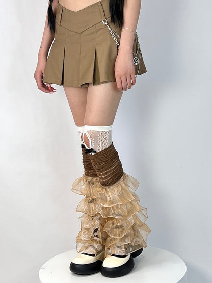 Ruffle Colors Warmers Lace Leg 6 Y2K Multi-Layer Design