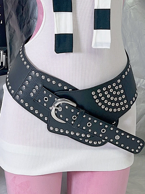 Studs Punk Waist Black/Apricot Belt Y2K