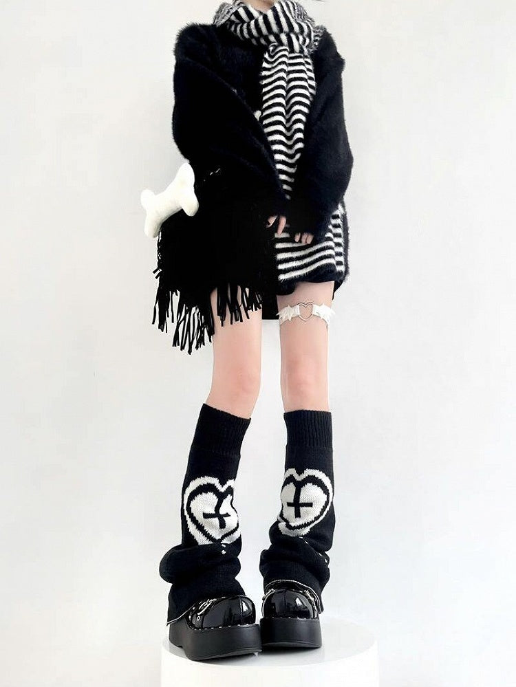 Reversible Two-Way Cable Knit Leg Warmers Kawaii - Two Bear Pink