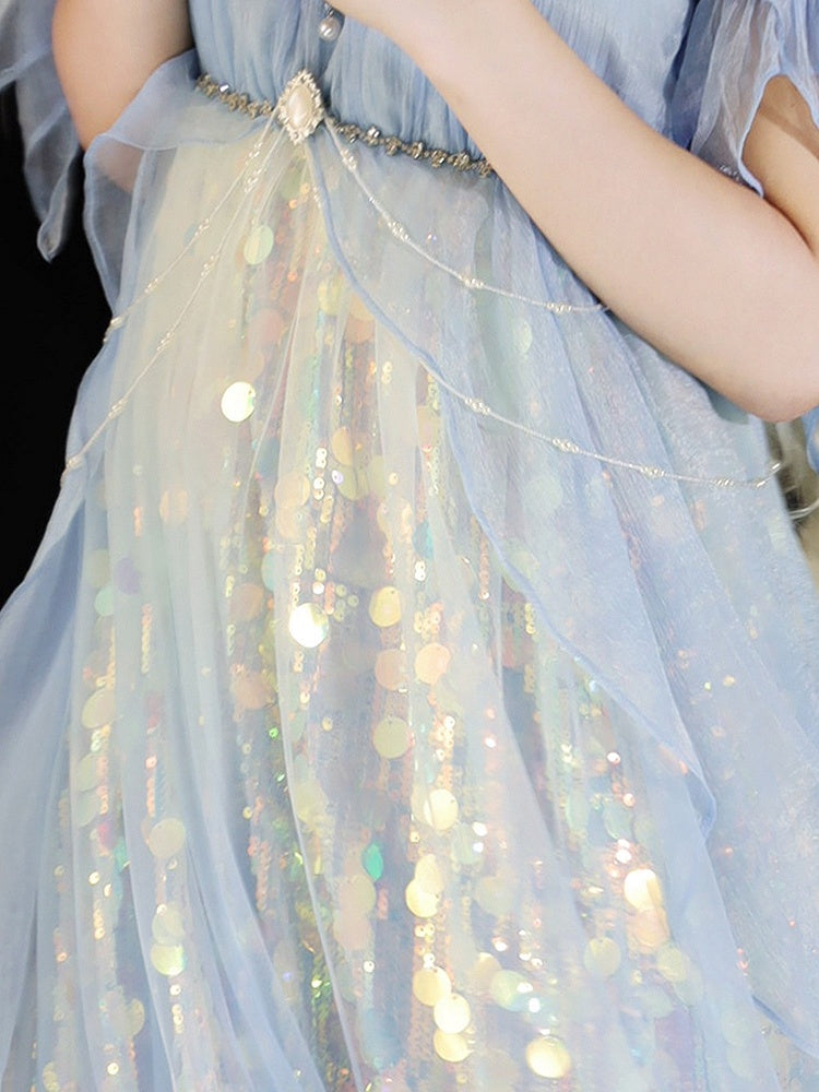 Chain Beaded Elegant White Waist