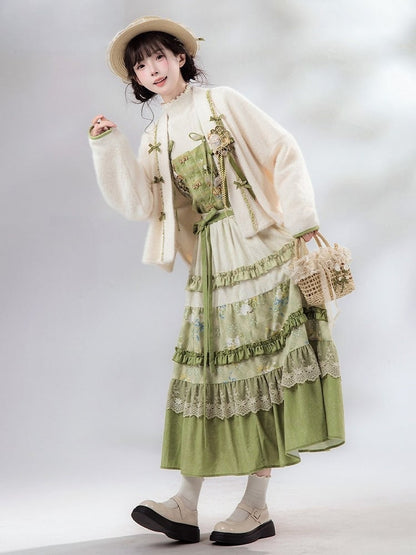 Han Lolita Beige Short Outerwear Bowknot Details for Autumn & Winter - Luo Xiu Dong Xiang