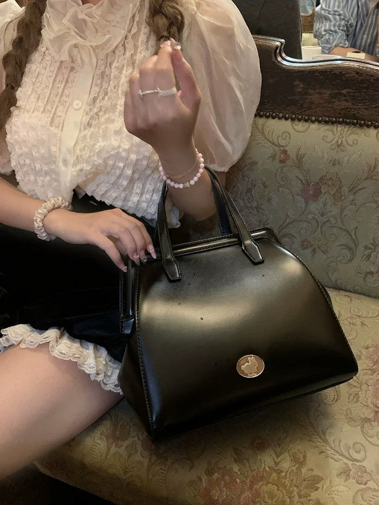 Classic Crossbody Bag with Silver Emblem - Lalacita