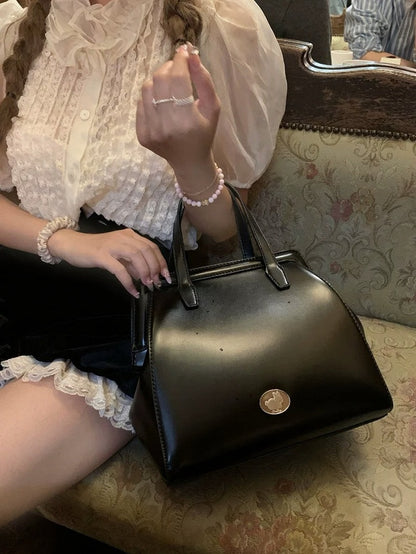 Classic Crossbody Bag with Silver Emblem - Lalacita