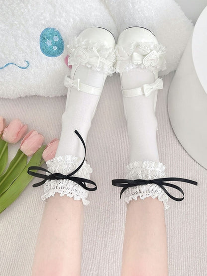 Ankle 4 Colors - Bow Socks Lace Ruffle