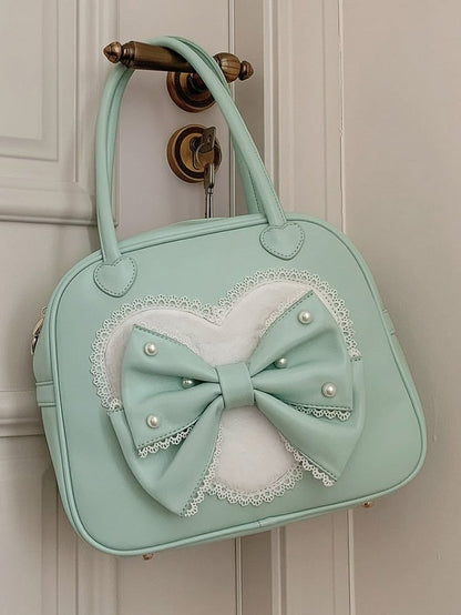 Perlen Sweet Heart Bag Lolita Grün Verziert Hand Bowknot Plüsch