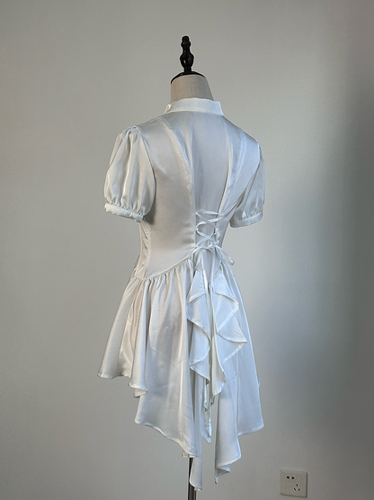 Puff Lolita Short White Sleeves Gothic Ouji Shirt Split-Tail