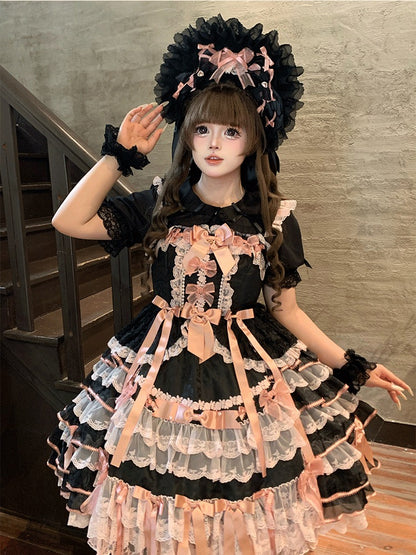 Plus Size White Black Pink Apricot Short Sleeve Lolita Peter Pan Blouse - Versatile girl