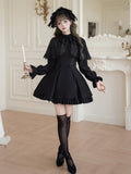 False Jirai Two-Piece Lace-up Black Cape Kei-inspired with Details Dress