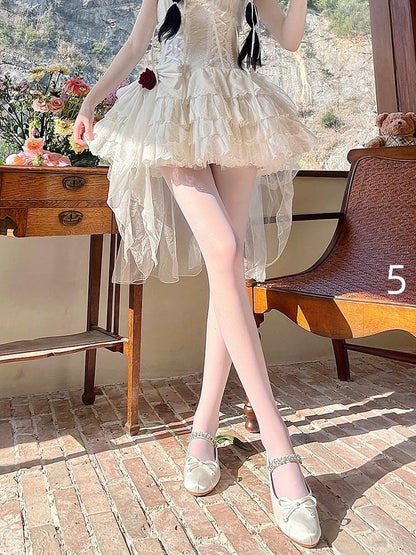 Decorations White 5 Lolita Bow Options Tights