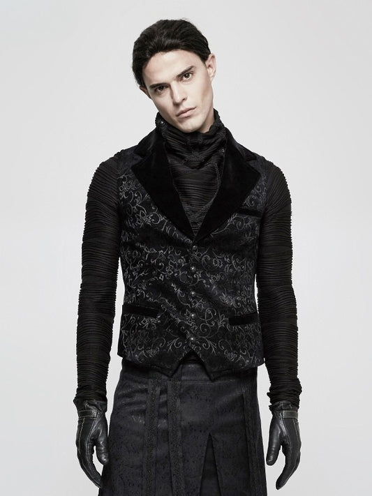 Black Vest Jacquard Steampunk Men's Vintage