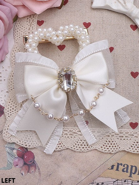 Pearl Heart Color Options Kei 3 Jirai Bowknot Hairclip Chian