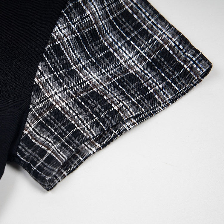 Black Plaid Two-Piece Short Sleeve Top - Languid Park