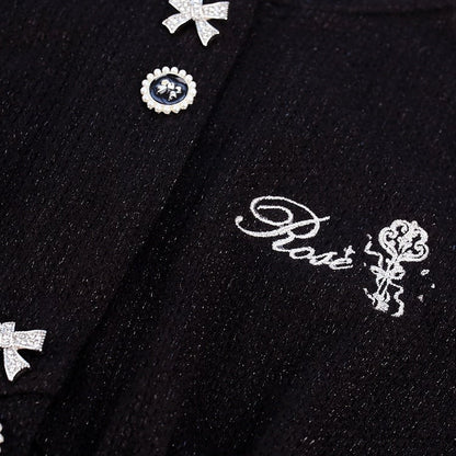 Sleeve And Black Knit Long Lace Details Fashion Kawaii Top With Gothic Embroidery