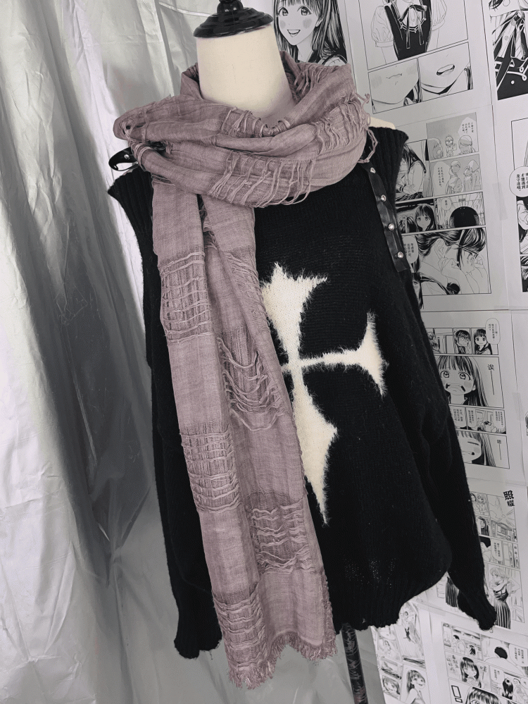 Grauer Ödland-Punk-Distressed-Schal