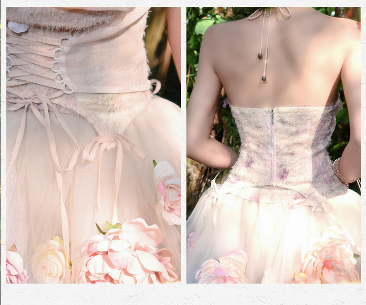 Neckholder-Top mit Blumenmuster und Wasserfallausschnitt zum Selbstbinden