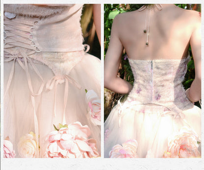 Neckholder-Top mit Blumenmuster und Wasserfallausschnitt zum Selbstbinden