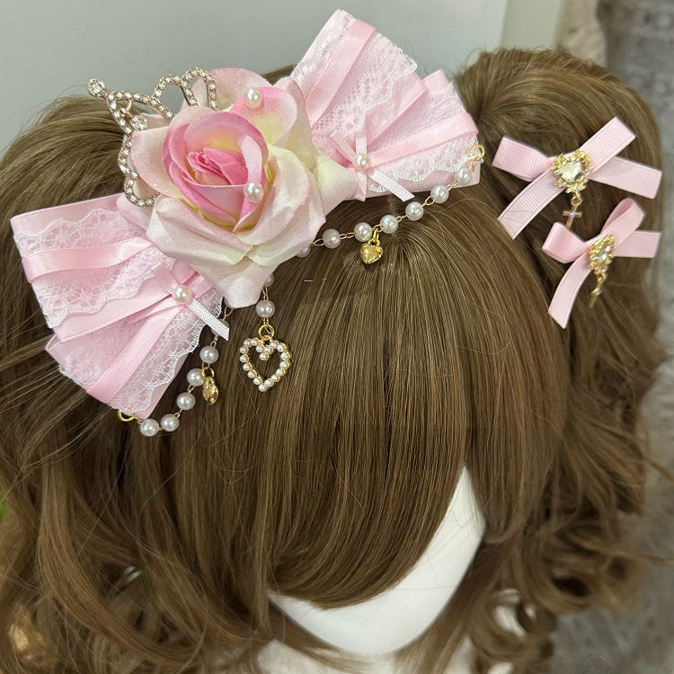 Strass-Design Herz Haarspangen Rosa Kreuz Perlen Blumen Bowknot Charm + dekoriert Haarspange