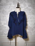 Long Dark Lolita Shirt Blue Vibes Pirate Ouji Sleeves