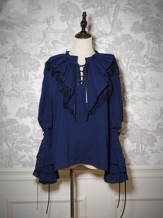 Pirate Shirt Ouji Dark Blue Long Vibes Sleeves Lolita