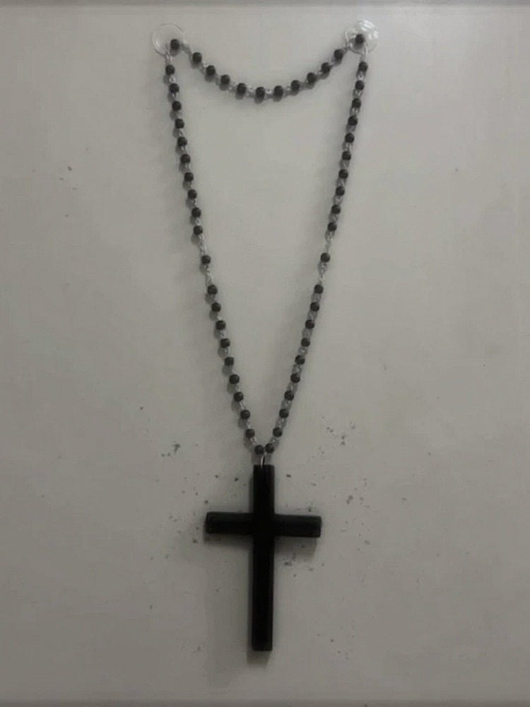 Gothic Y2K Beaded Necklace with Cross - Boobi Shop