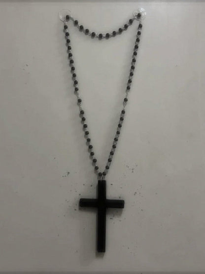 Gothic Y2K Beaded Necklace with Cross - Boobi Shop