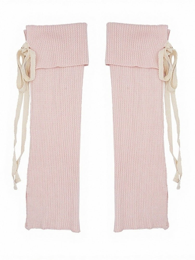 5-Color Ribbed Leg Warmers with Strap Bowknot Details - ModaSwings