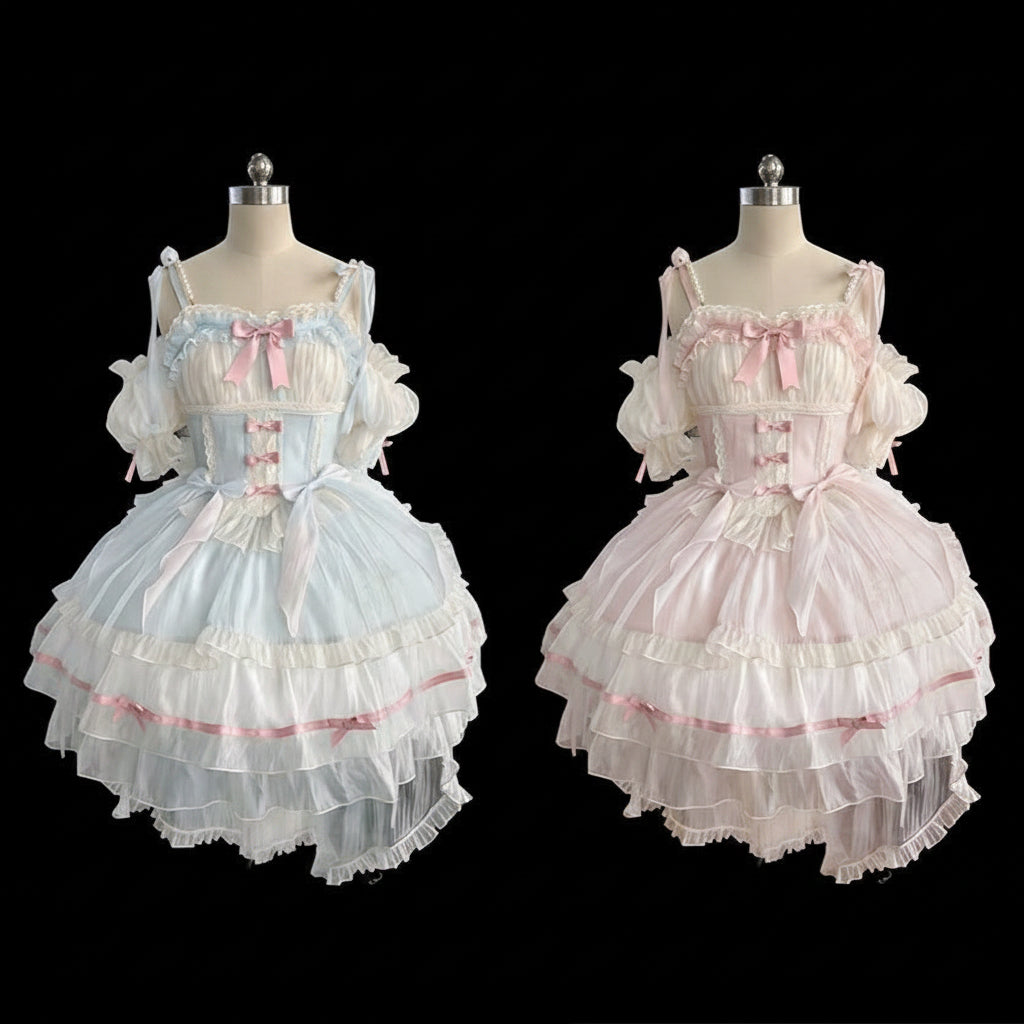 Lolita Ballet Style JSK Dress – Birthday & Formal Gown with Arm Sleeves