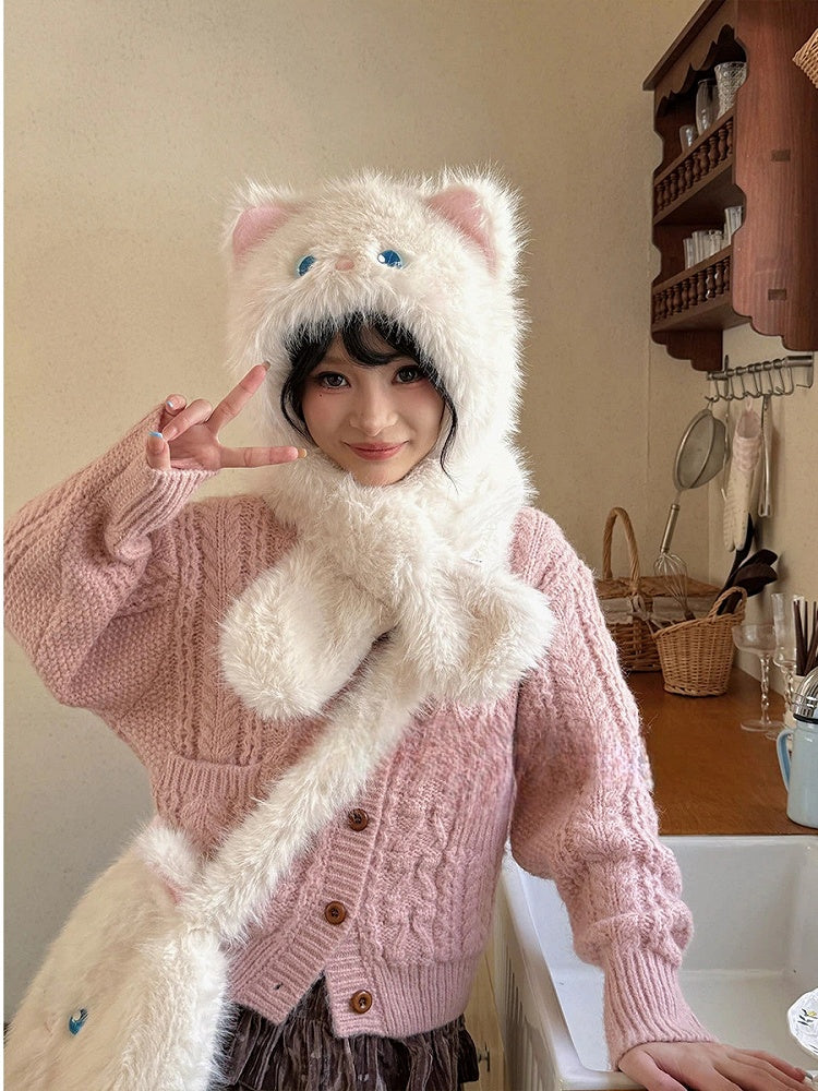 Ear Cat Plush Scarf Hat