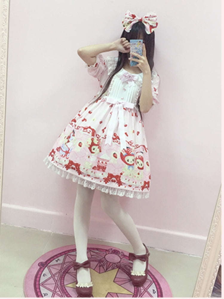 Sweet Lolita KC Pinke Spitzenborte mit großer Schleife