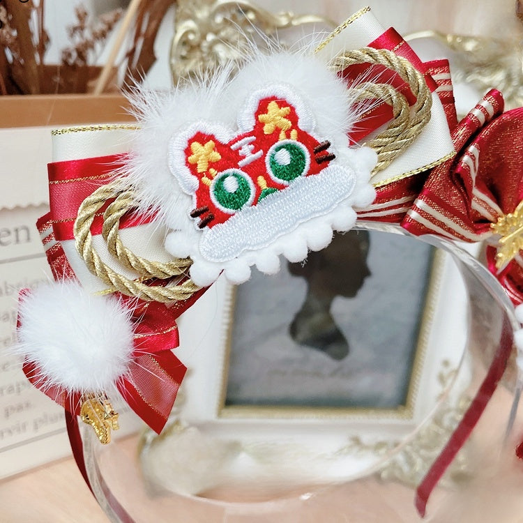 Red Applique And Lolita KC Bowknot Tiger Qi Letter