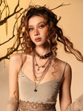 Vintage Layered Necklace with Butterfly Moon Charms - Virtual Orbit